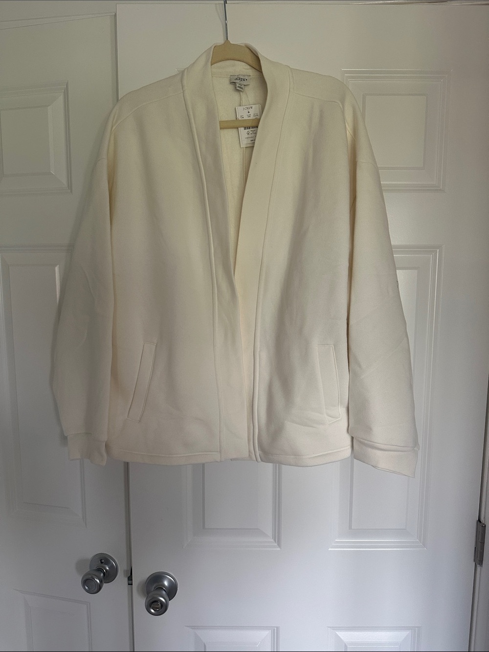J Crew Off-White Open-Front Bomber Jacket
New with Tags